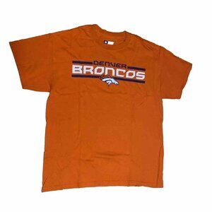Broncos Men’s T-Shirt Orange Denver Short Sleeve Crewneck Lg NFL Football Fan